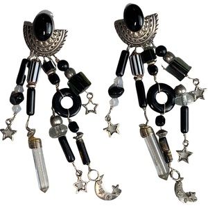 Edgy southwest celestial style earrings. Sterling silver. Handmade